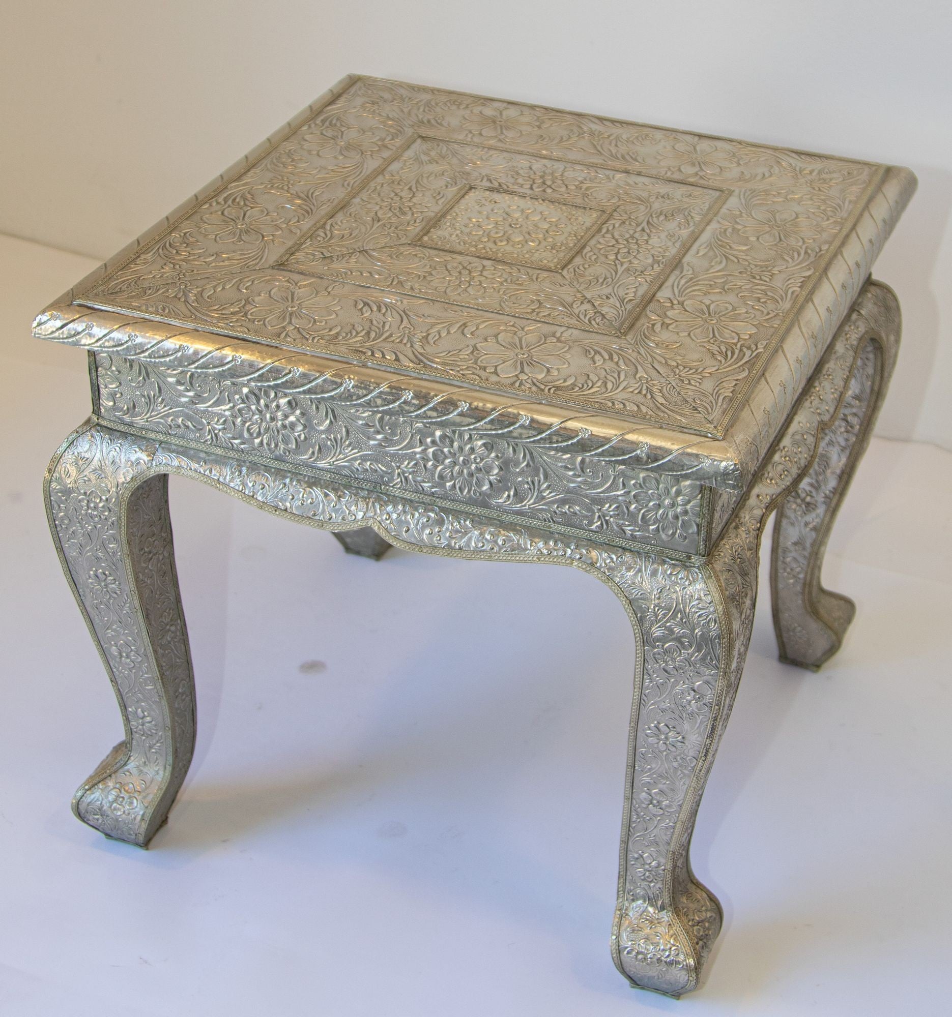 1950 Anglo-Indian Silver Wrapped Clad Side Low Table