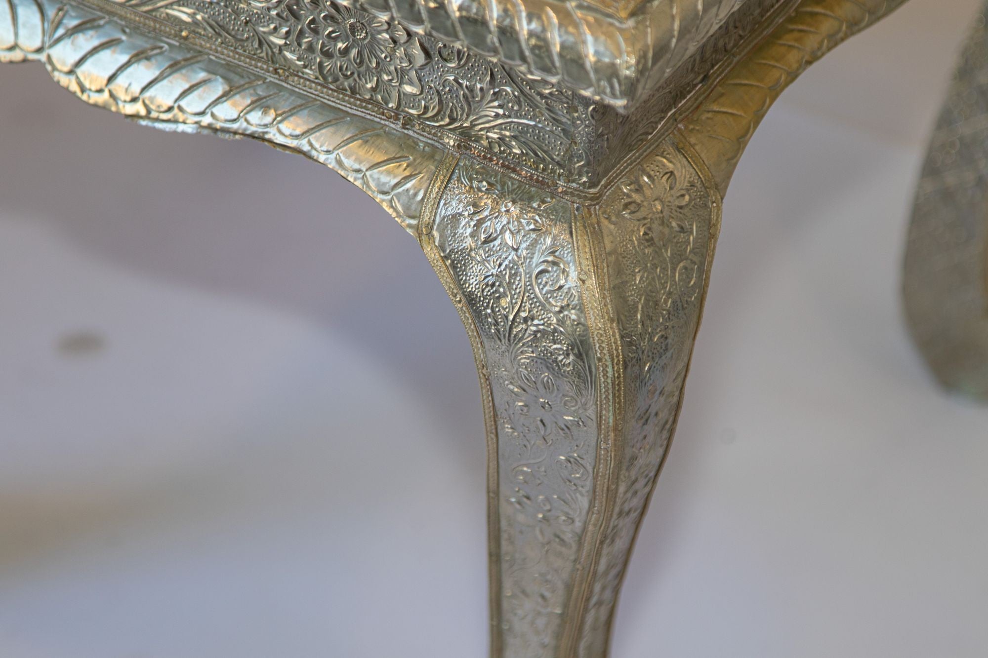 Vintage Anglo-Indian Silver Clad Side Low Table