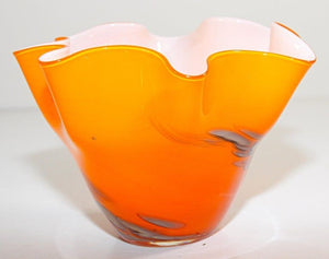 Murano Art Glass Venetian Fulvio Bianconi Vase Orange Freeform Handkerchief