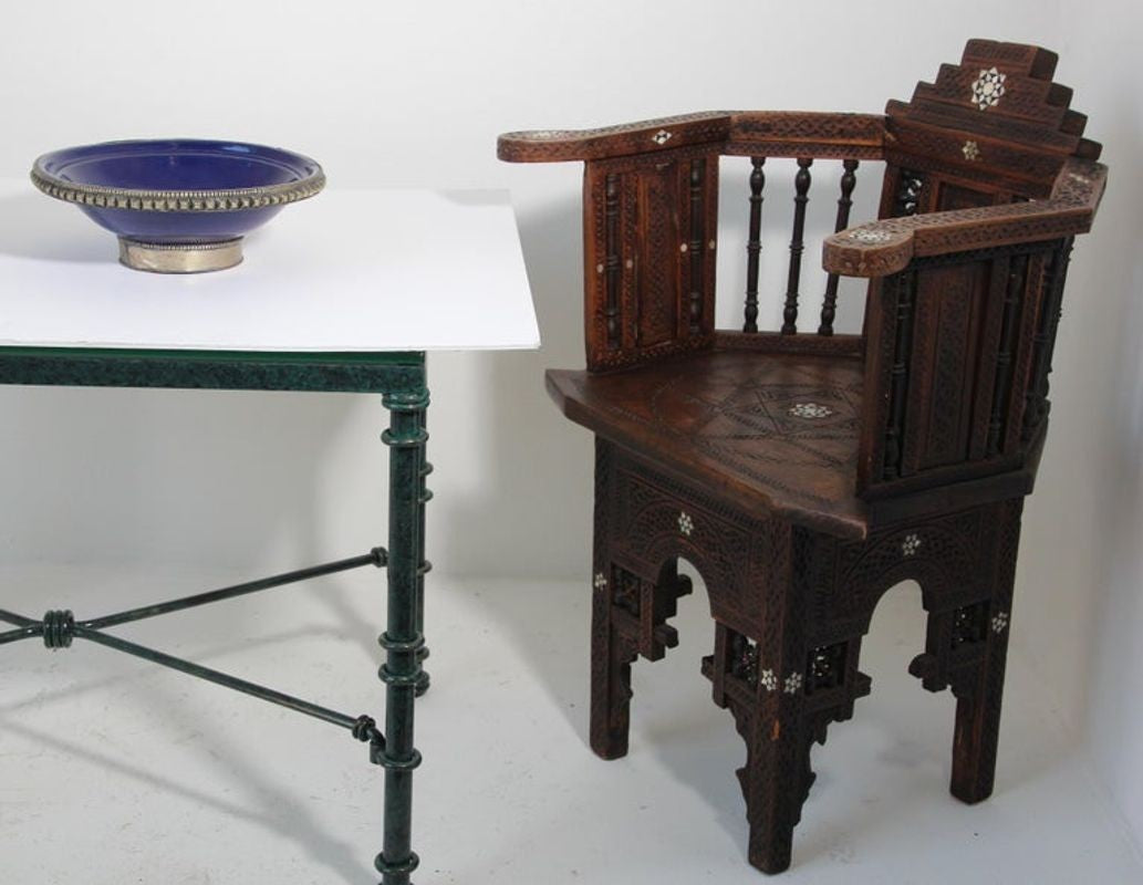 Cobalt Blue Moroccan Ceramic Bowl with Silver Overlay