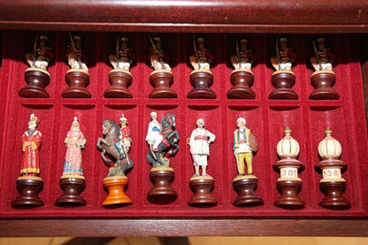 The Raj Hand Painted India-British War 1857 Game Chess with Table