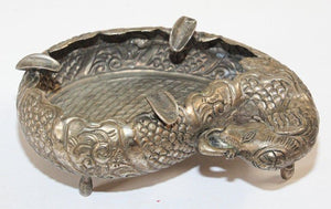 Mughal Indian Raj Style Elephant Shape Silver Ashtray