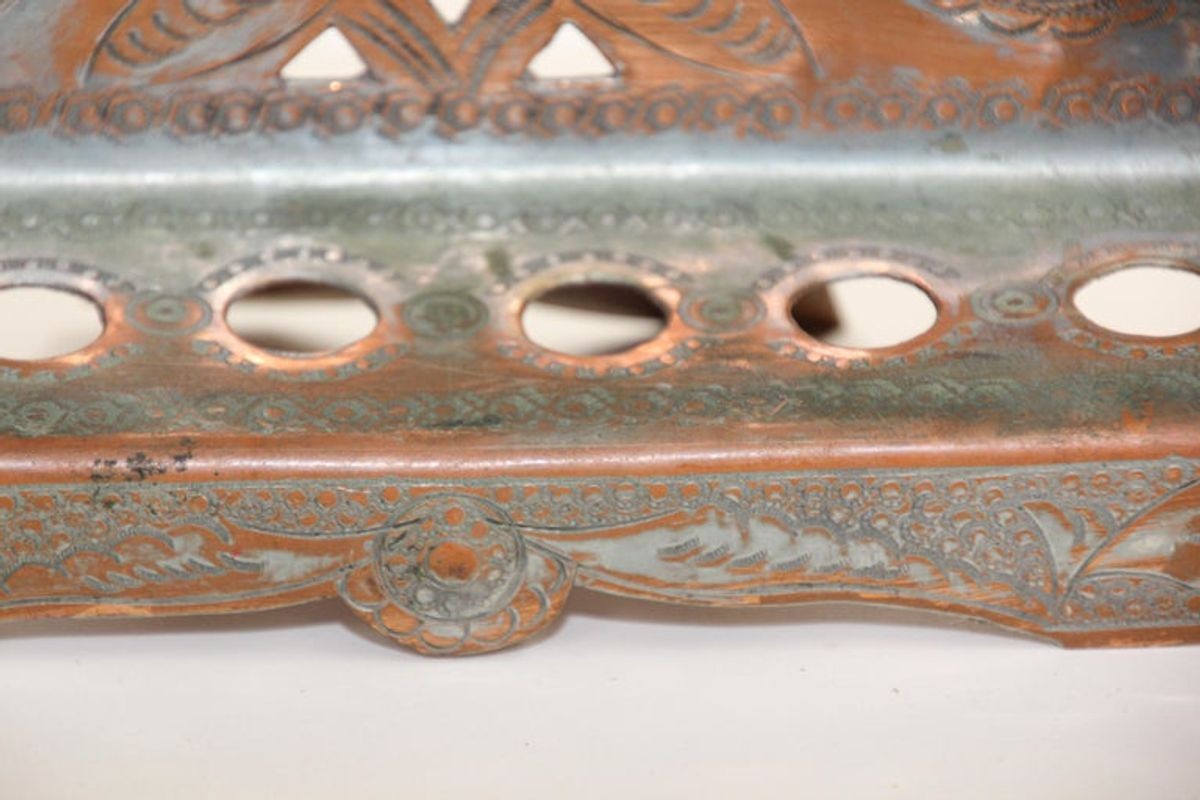 Moroccan Copper Hanukkah Lamp Judaica Menorah