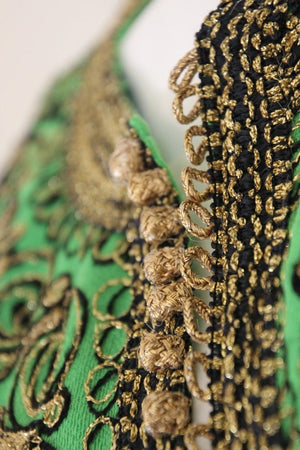 Vintage Moroccan Kaftan Green Maxi Dress circa 1970 Size L