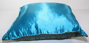 Turquoise Moorish Decorative Throw Pillow Embellished with Sequins and Beads