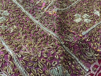 Large Rajasthani Metallic-Thread Embroidered Silk Textile, Circa 1950