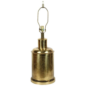 Chinoiserie Tea Canister Brass Table Lamp