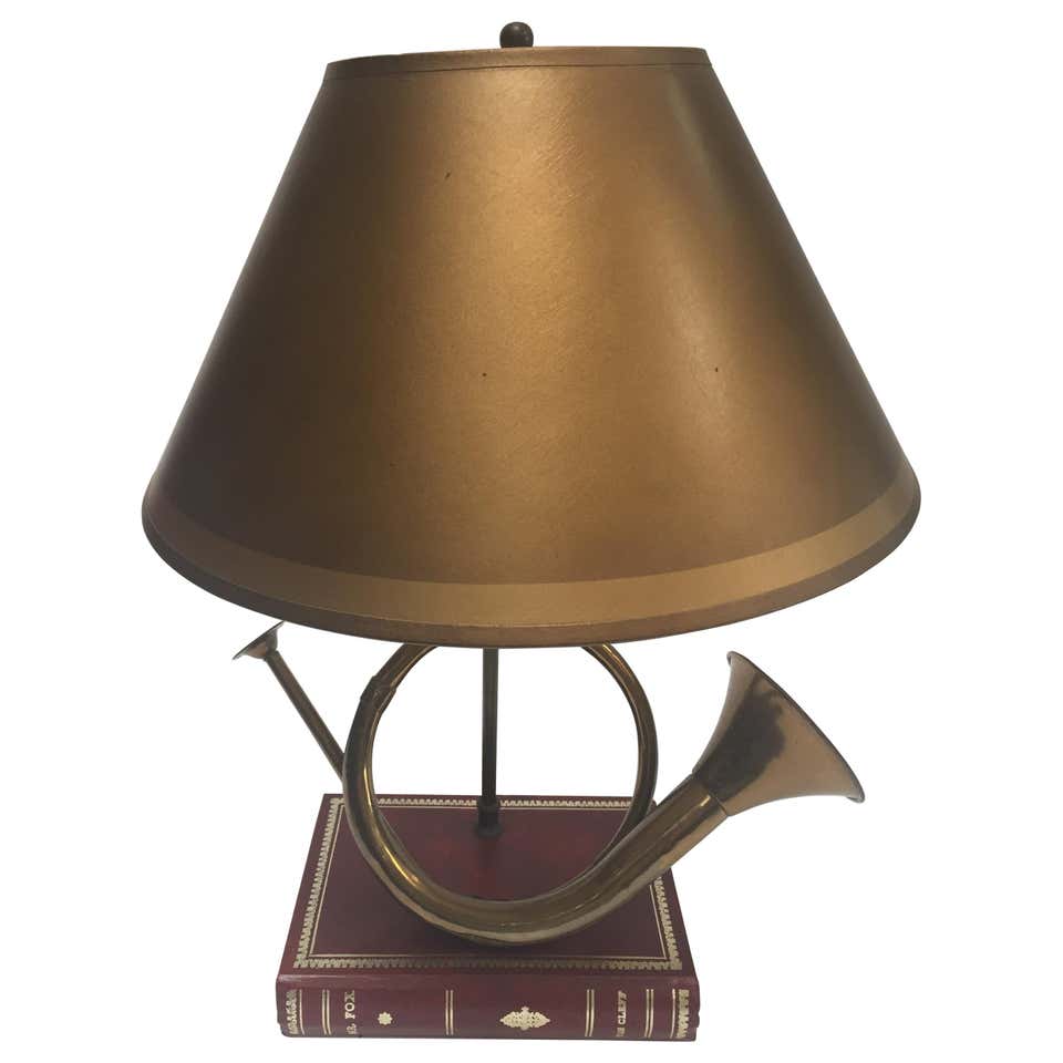 Vintage Brass Looped Hunter's Horn Bugle Made into a Table Lamp by Robert Abbey