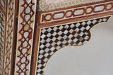Antique Moroccan Benches with Mosaic White Shell Inlay a Pair