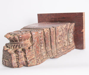 Wall Bracket Architectural Carved Wood Fragment from India