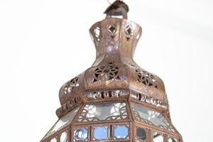Handcrafted Moroccan Lantern with Clear Glass and Moorish Metal Filigree