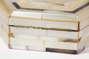 Handcrafted White Mother of Pearl Inlaid Moorish Octagonal Box
