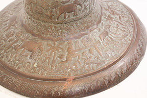 Antique Copper Vase with Hindu Scenes, 19th Century