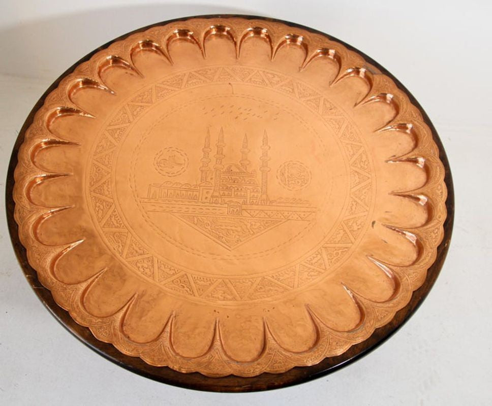 Moorish Turkish Copper Tray Table