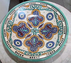 Moroccan Moorish Ceramic Bowl with Lid, Tajine from Fez