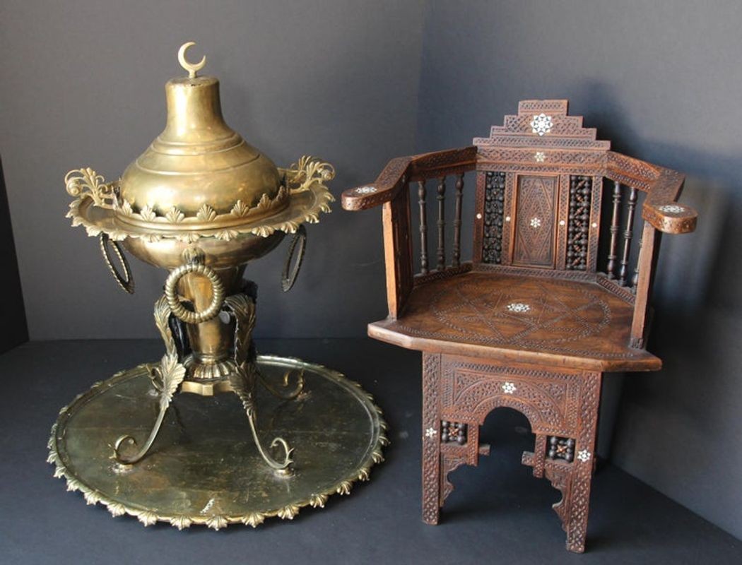 Antique Large Arabian Polished Brass Incense Burner Islamic Moorish Style 19th c