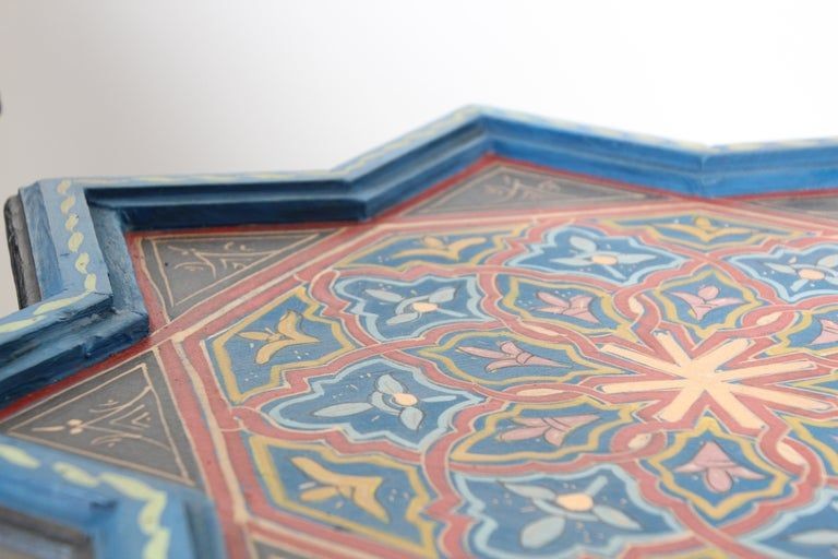Moroccan Moorish Star Shape Blue Pair of Side Drinks tables 1960s