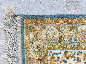 1950s Hand Knotted Green Runner from Turkey