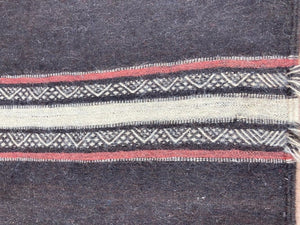 Moroccan Vintage Flat-Weave Black Camel Hair Tribal Rug