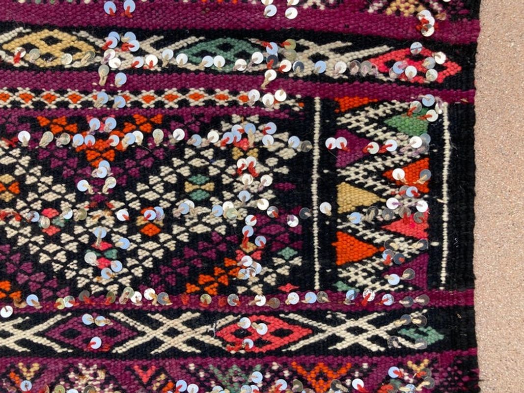 1940s Moroccan Tribal Rug African Ethnic Textile Floor Covering