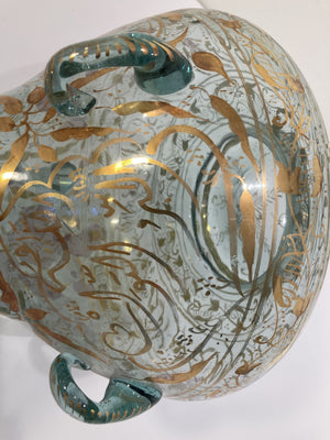 Handblown Mosque Glass Lamp in Mameluke Style Gilded with Arabic Calligraphy