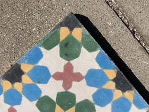 Moroccan Encaustic Cement Tile Border with Moorish Fez Design