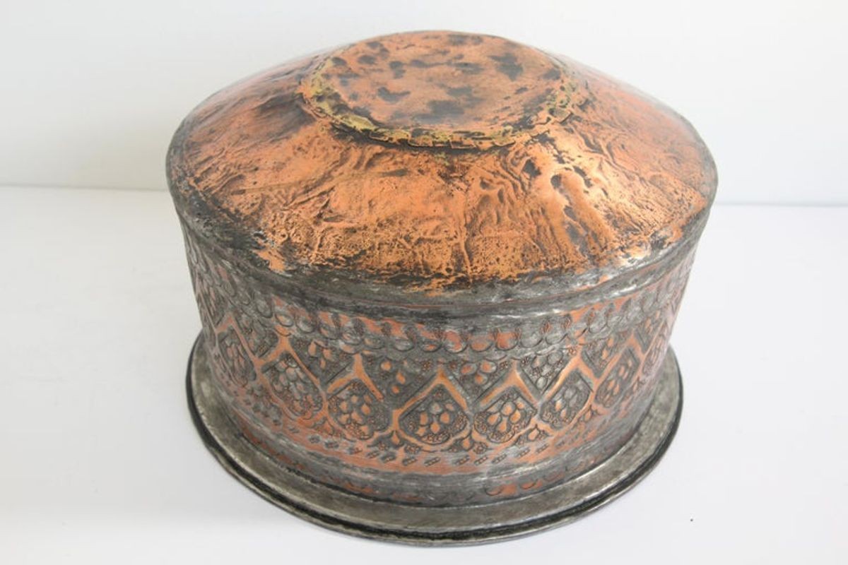 19th Century Indo Persian Mughal Tinned Copper Bowl