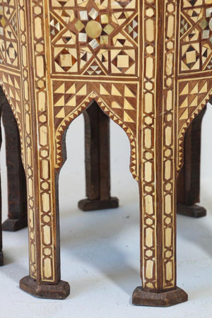 Moorish Handcrafted Octagonal Pedestal Table Inlaid with Mosaic Marquetry