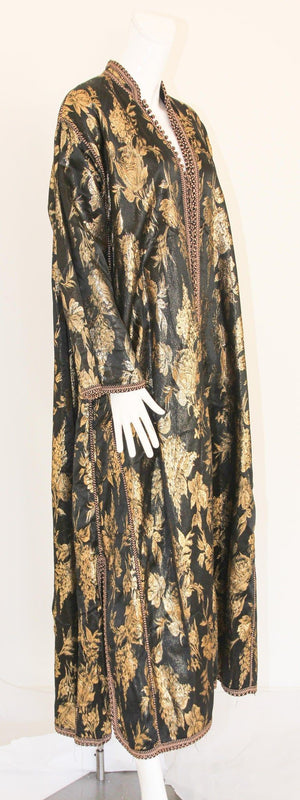 Vintage Moroccan Caftan, Black and Gold Embroidered, ca. 1960s