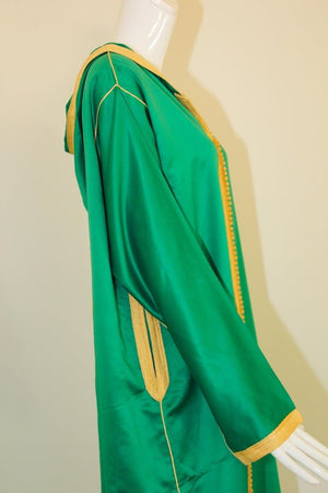 Moroccan Hooded Caftan Emerald Green Djellabah Kaftan
