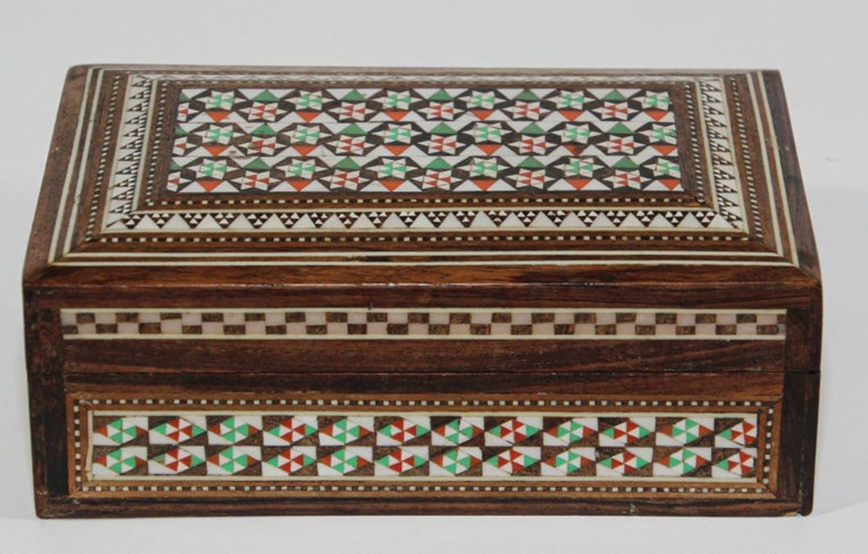 Antique Fine Micro Mosaic Moorish Inlaid Decorative Box