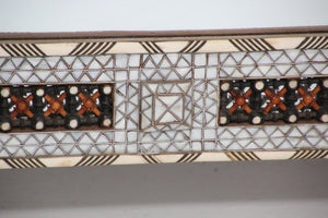 White Shell Inlaid Antique Middle Eastern Damascene Syrian Mirror 66"