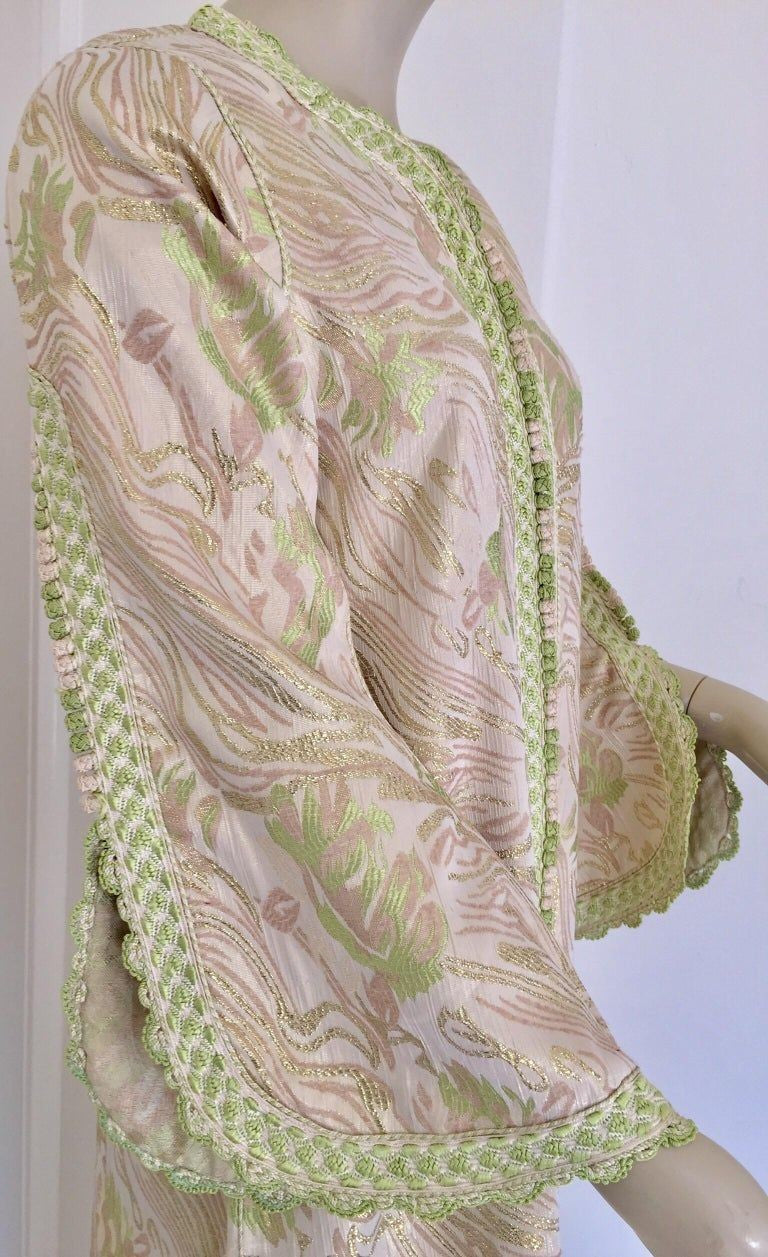 Moroccan Kaftan in Silver Metallic Floral Brocade