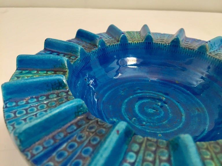 Aldo Londi Blue Ceramic Ashtray Handcrafted in Italy