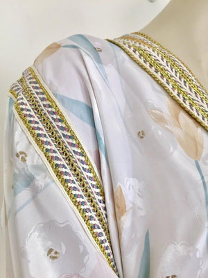 Vintage Moroccan White Kaftan Maxi Dress Caftan Size Large