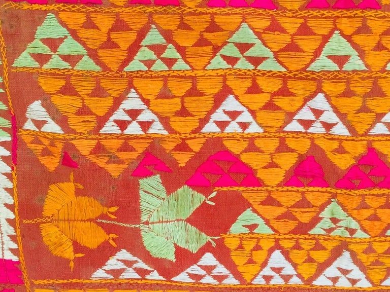 Phulkari Bawan Bagh Wedding Shawl, Silk Embroidery on Cotton, Punjab India