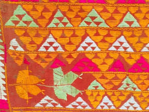 Phulkari Bawan Bagh Wedding Shawl, Silk Embroidery on Cotton, Punjab India