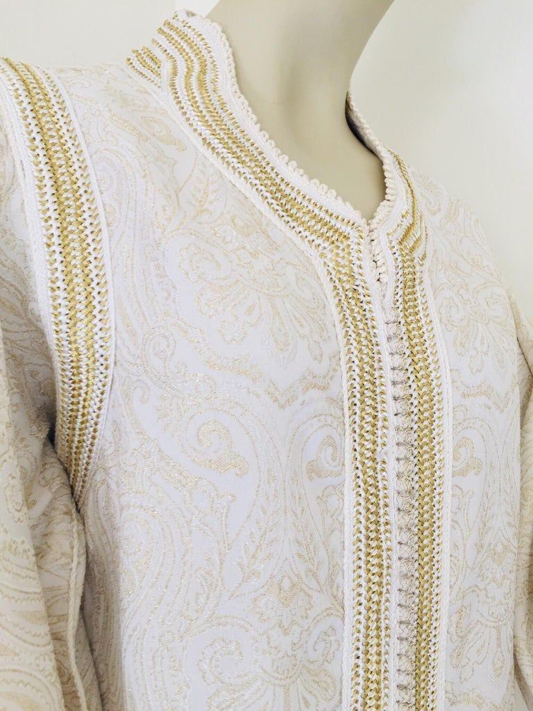 Moroccan White Kaftan Maxi Dress Caftan Size Large