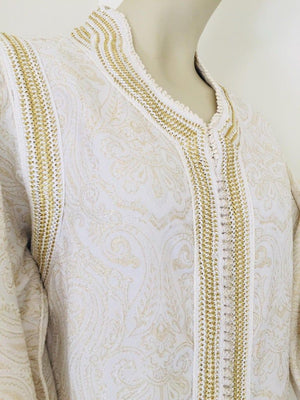 Moroccan White Kaftan Maxi Dress Caftan Size Large