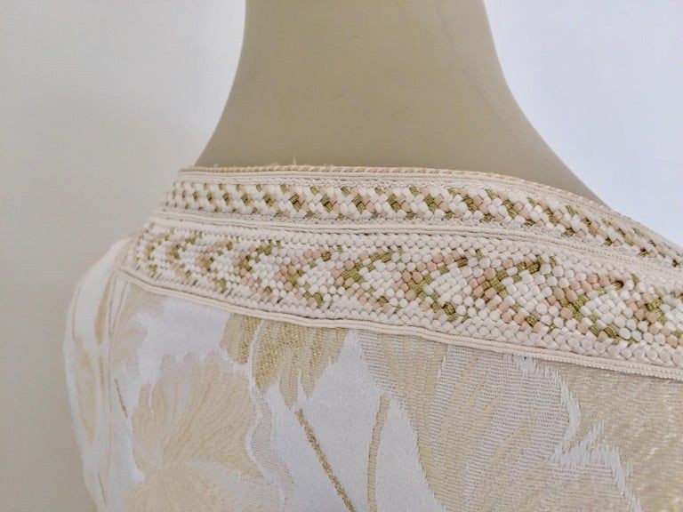 Moroccan Caftan White Ivory and Gold Brocade Kaftan