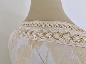 Moroccan Caftan White Ivory and Gold Brocade Kaftan