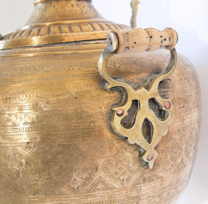 19th Century Handcrafted Mughal Brass Samovar in Moorish Style