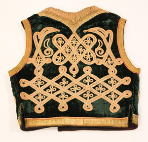 Antique Ottoman Emerald Green and Gold Thread Embroidered Vest