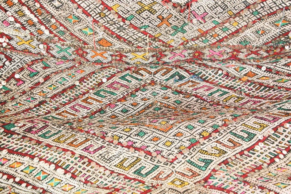 1950s Authentic Moroccan African Tuareg Wedding Runner Rug 15.5 ft long