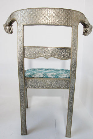 Anglo-Indian Silvered Wrapped Clad Side Chairs a Pair