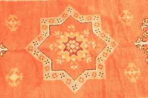 1960s Moroccan Vintage Orange Color Tribal African Pile Rug