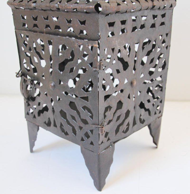 Large Moroccan Moorish Hurricane Metal Candle Lantern
