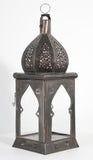 Moroccan Moorish Square Tole and Clear Glass Candle Lantern