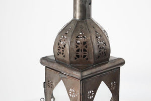 Moroccan Square Tole and Clear Glass Candle Lantern