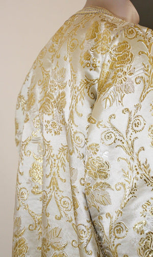 Moroccan Vintage Kaftan Gentleman Damask Gold Caftan, circa 1970
